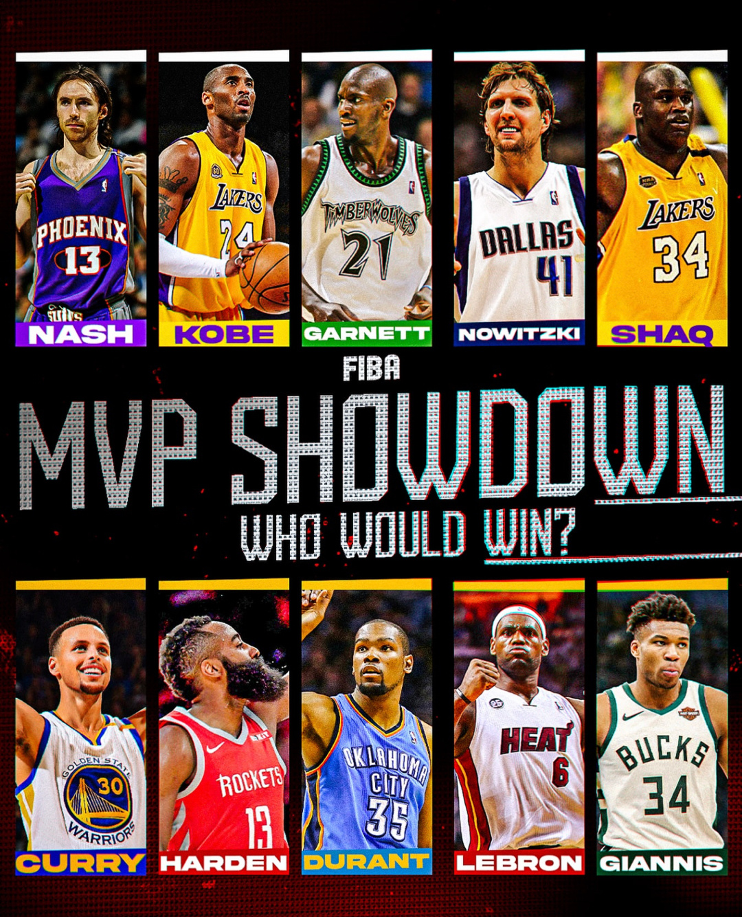 FIBA晒图：2000年代的MVP vs 2010年代的MVP哪面可以赢得7局4
