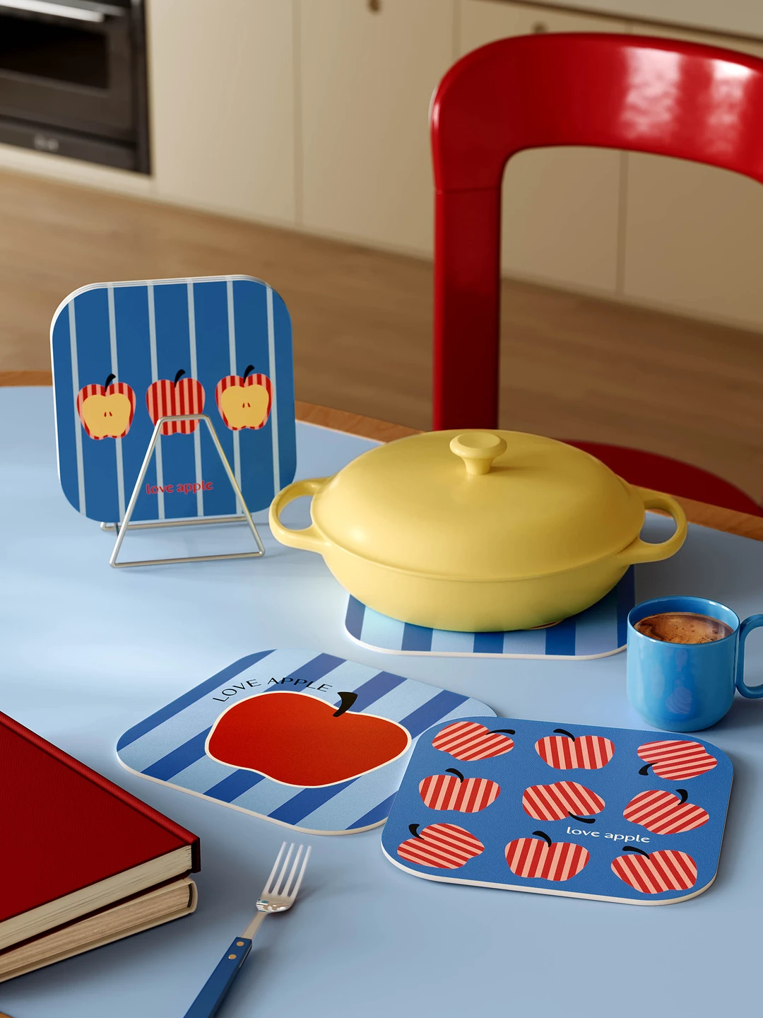 可爱桌搭！！🍎让人眼前一亮！美萌苹果杯垫