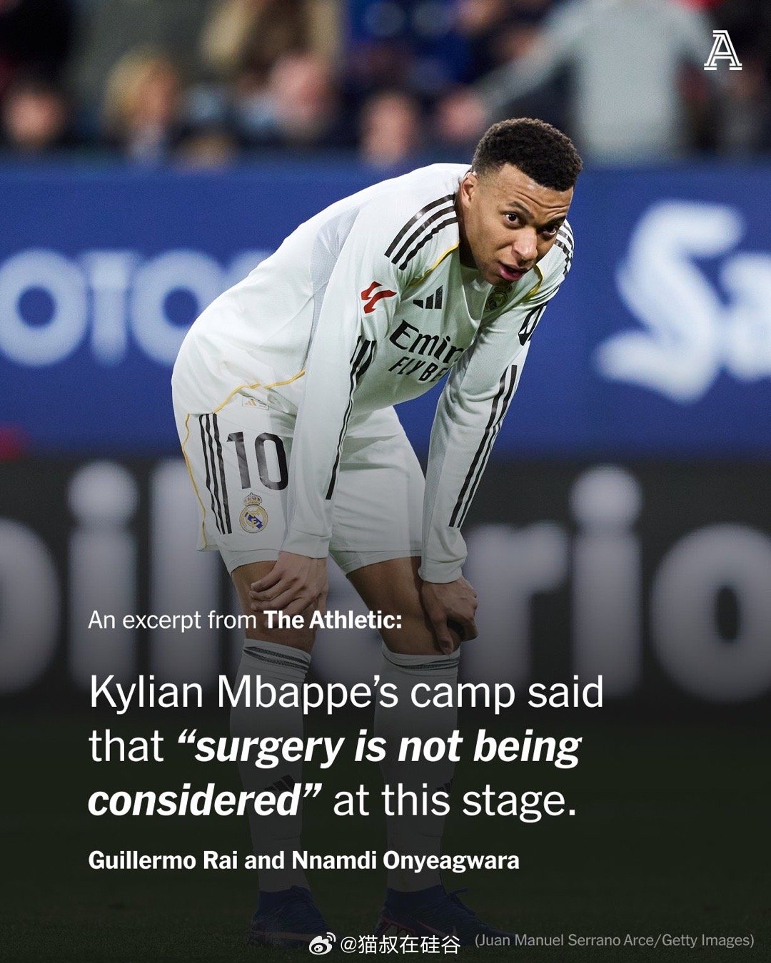 皇家马德里前锋基利安·姆巴佩目前正在巴黎进行左膝伤势的额外检查和治疗，但他的团队