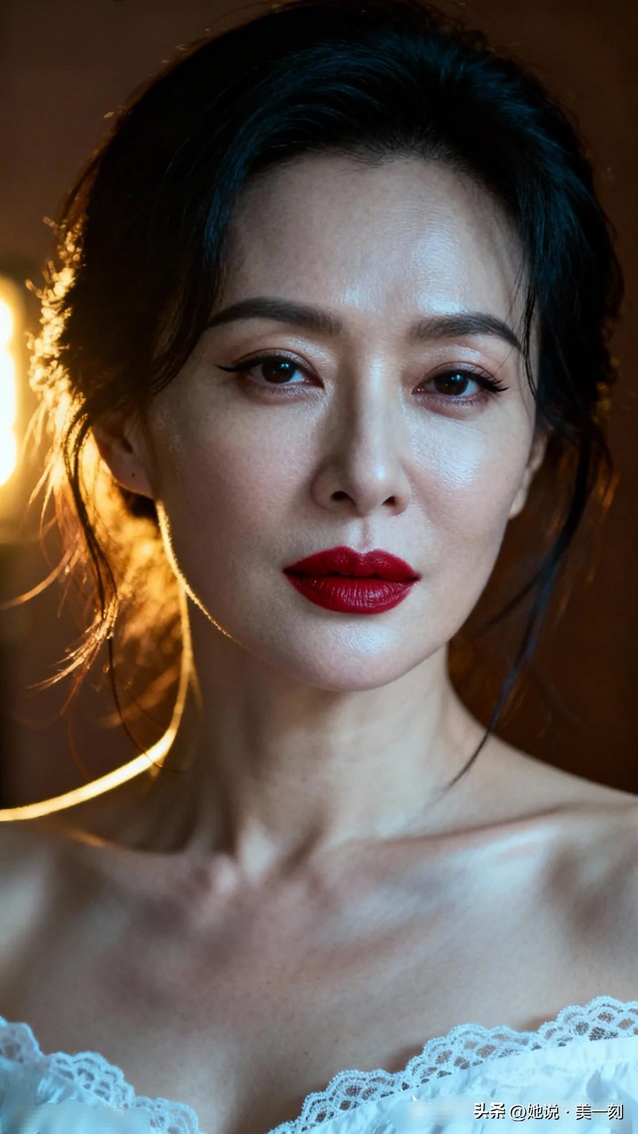 红唇黑发，优雅迷人，光影交织，尽显魅力。女人五十岁,如何变得更有魅力?