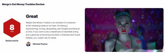 艾丽范宁新剧《玛戈没钱了》IGN 8分IGN为艾丽·范宁主演新剧《玛戈没钱了》打