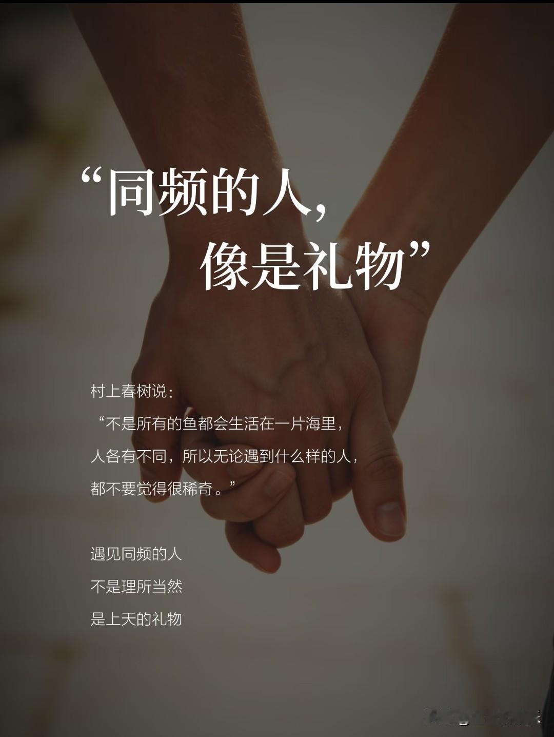 同频的人，是上天赠予的顶级礼物
 
村上春树说：
“不是所有的鱼都生活在一片海里