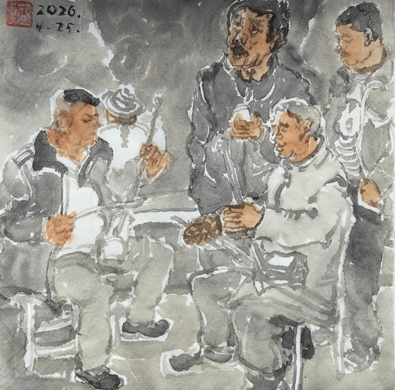 碗子的纸片系列水墨《俯察品类之吼一嗓》