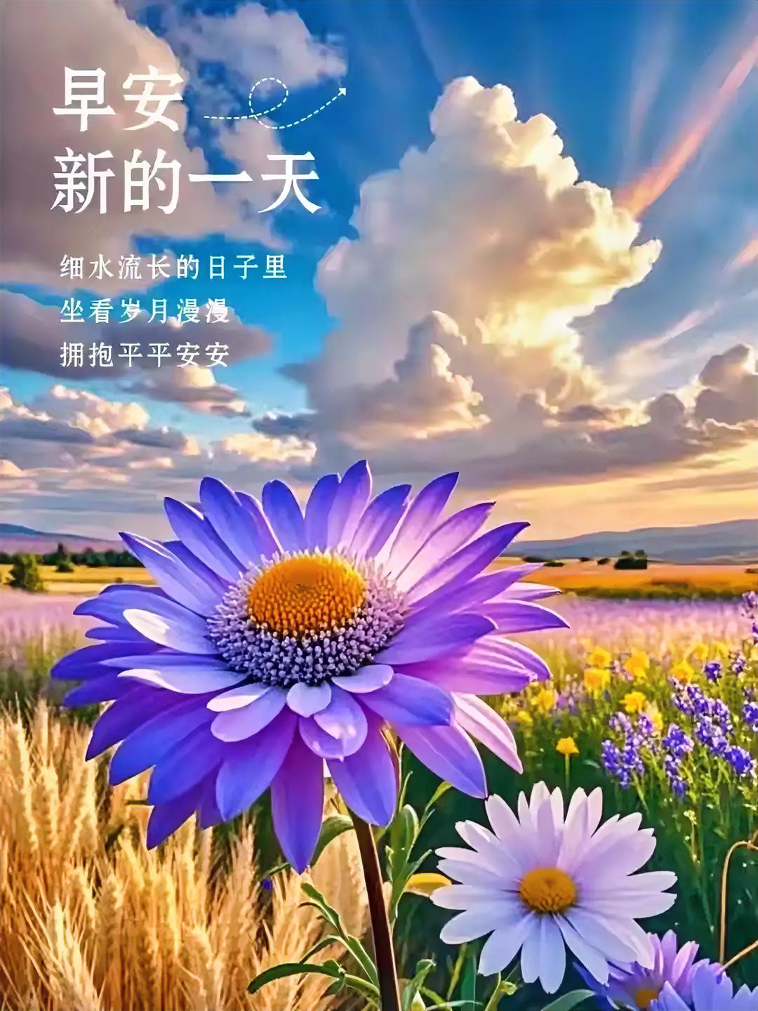 晨光熹微，紫藤花影下，愿平安如细水长流，将寻常岁月酿成诗。