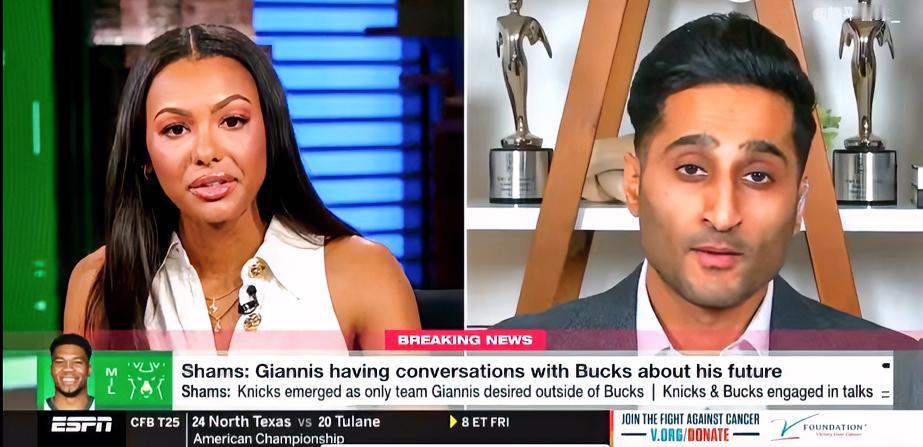 王炸来了！字母或开启最后一谈！
shams在节目中爆料，字母团队即将就是否留下的