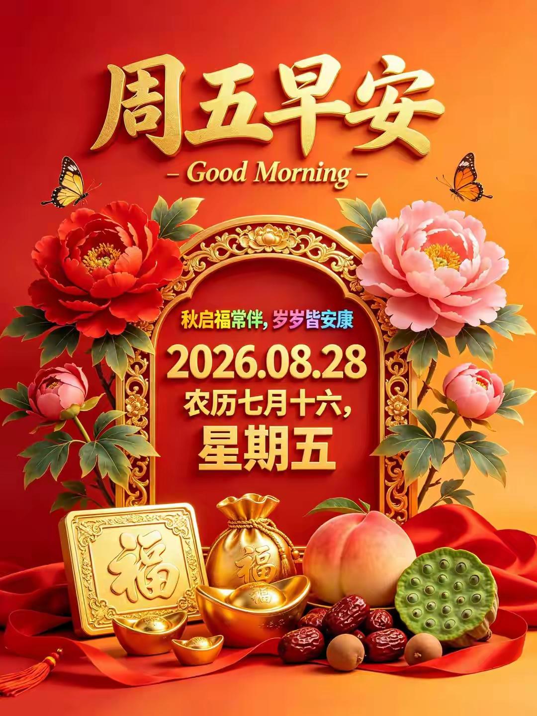[玫瑰]早上好[玫瑰]
周五秋意浓，晨光染枝头；
愿我们放下一周疲惫，释怀烦忧，