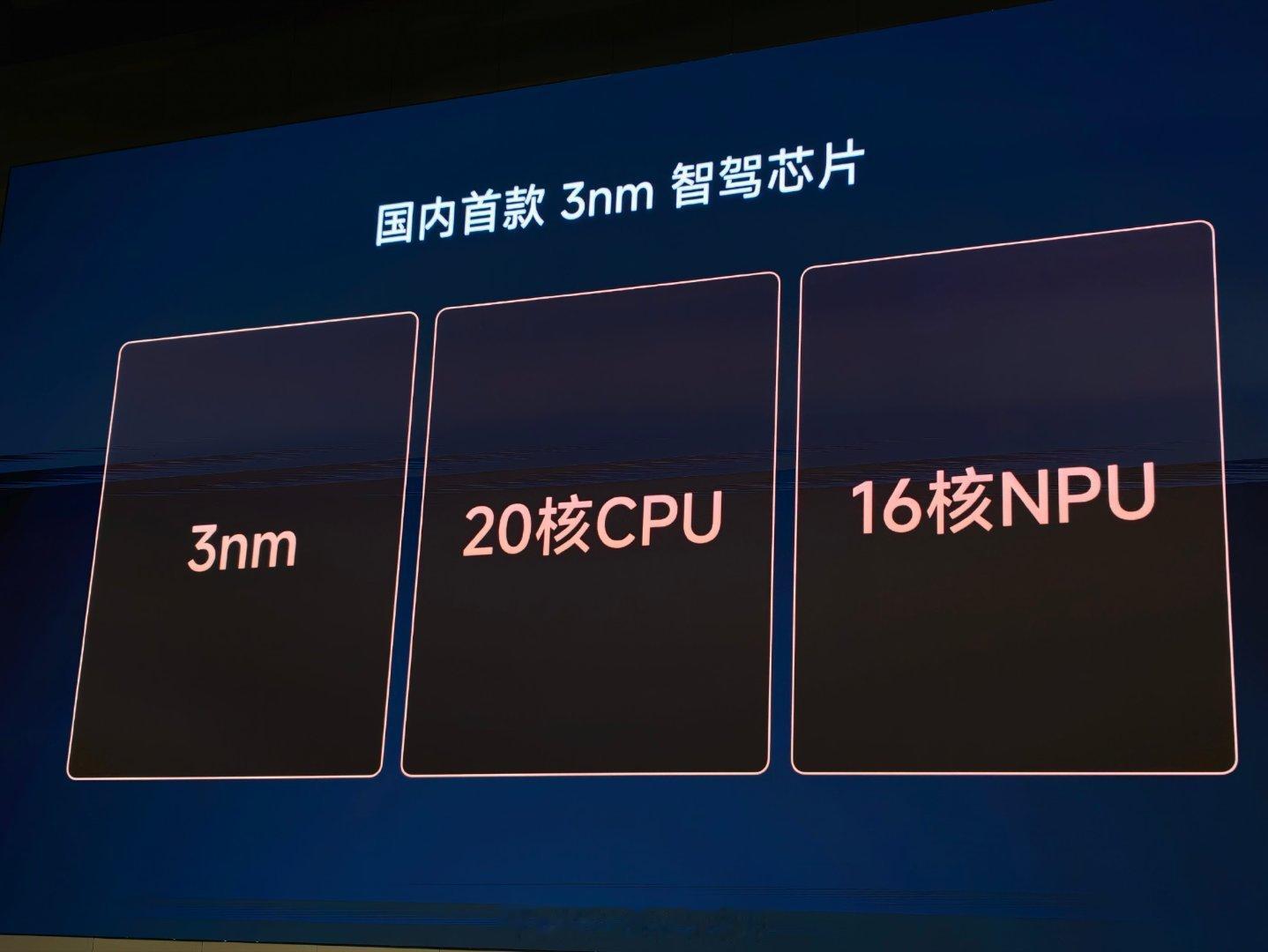 啊，还有一款智驾芯片，玄戒D100，3nm+20核CPU+16核NPU，160G