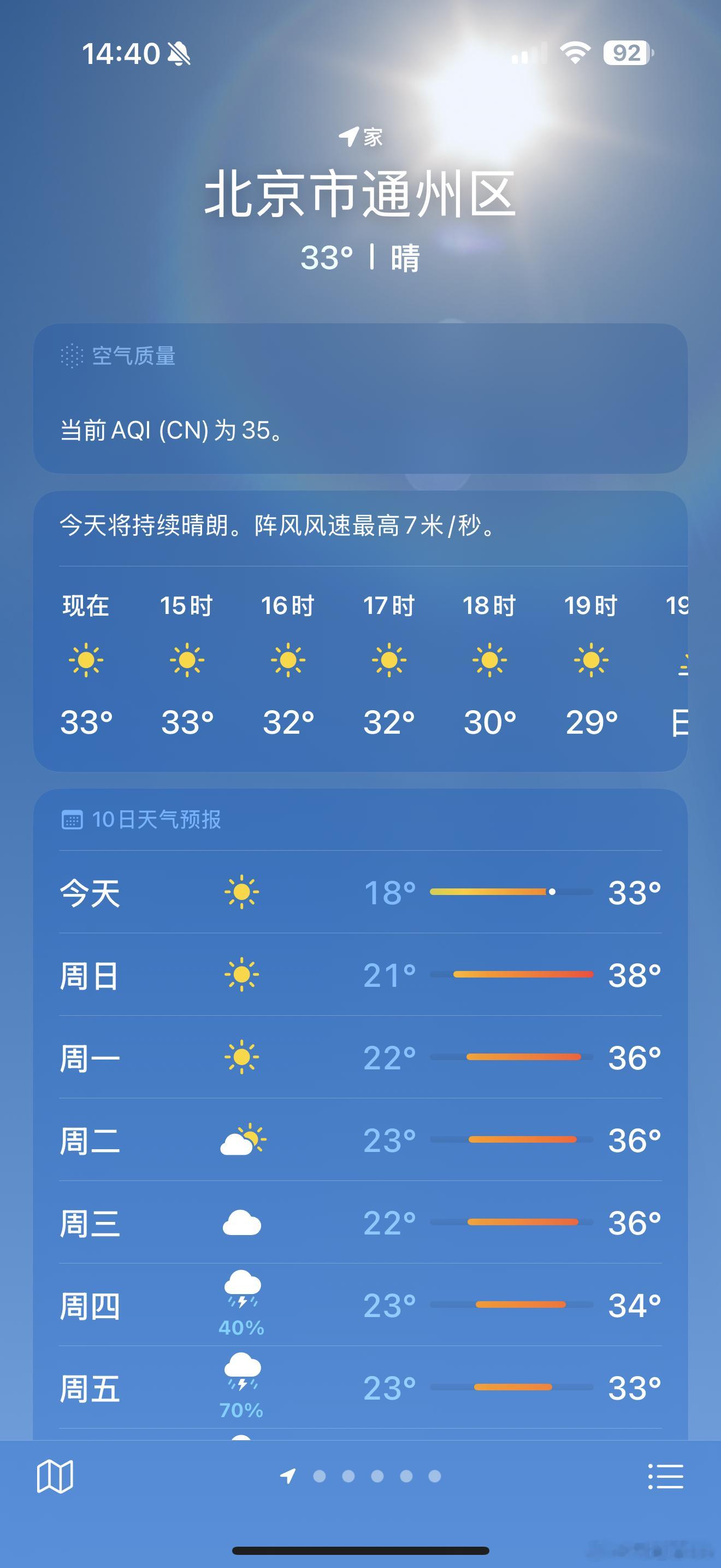 北京明天38度，这岂不是出门就得晒出油....得亏今晚我又出差了[允悲][允悲]