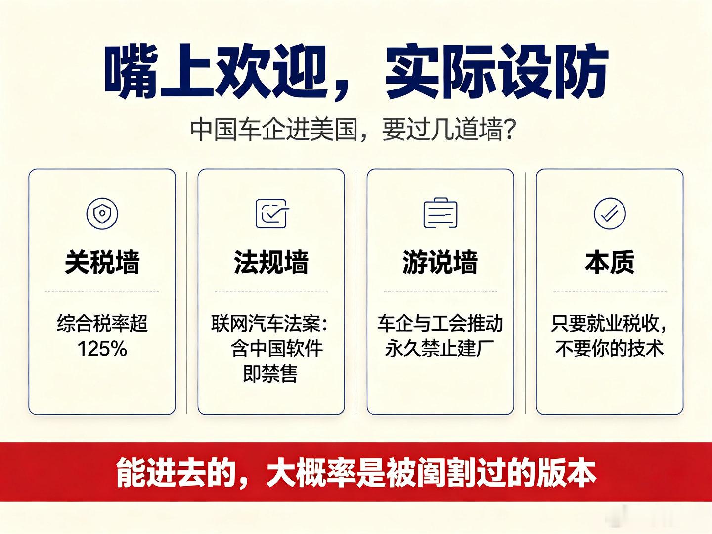 特朗普欢迎中国车企建厂，是真心的吗？我个人不认为，美国现在会真正欢迎中国企业过去