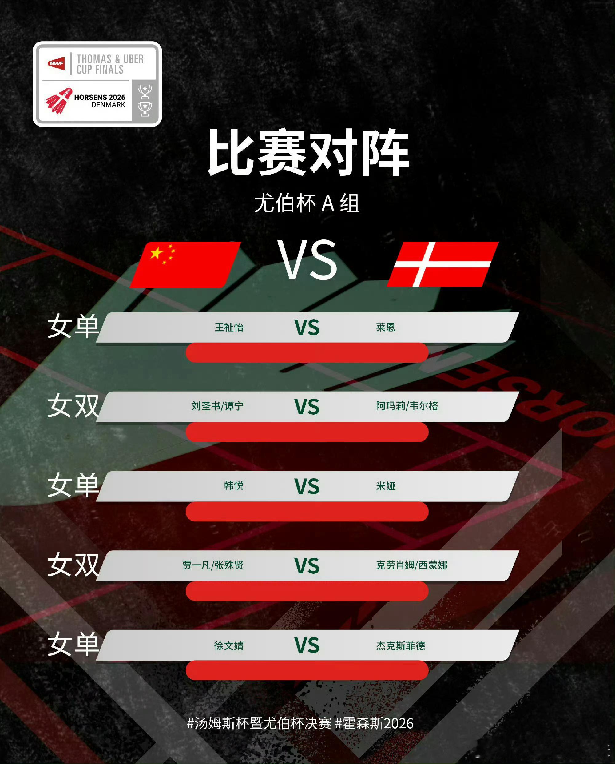 中国羽毛球队尤杯国羽vs丹麦王祉怡一单首秀为国羽点亮冠军航线丹麦赛场首挑一单重担