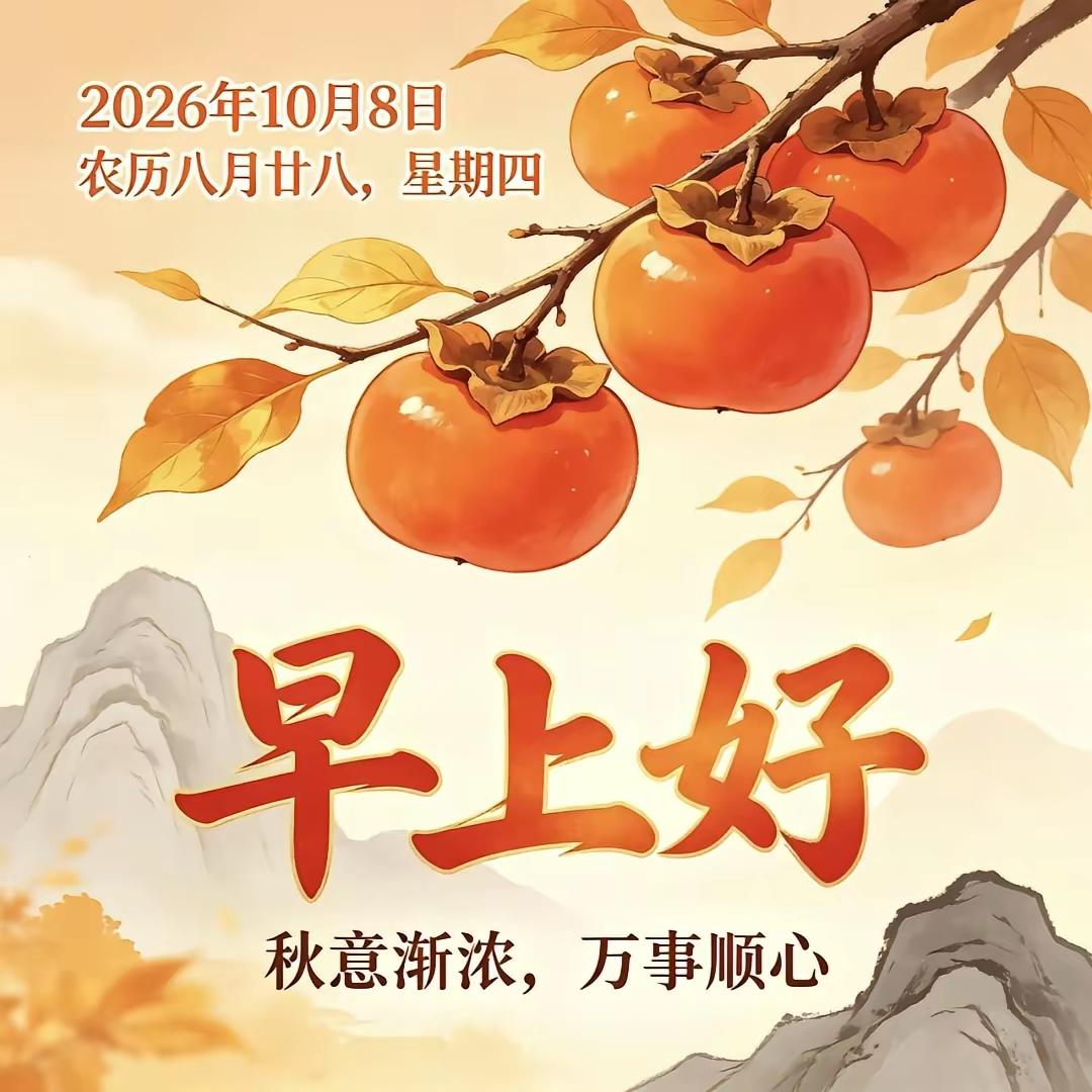 10.8日寒露[燃烧的心][福]早安[招财进宝][心]
秋意渐浓天气寒，没有千言