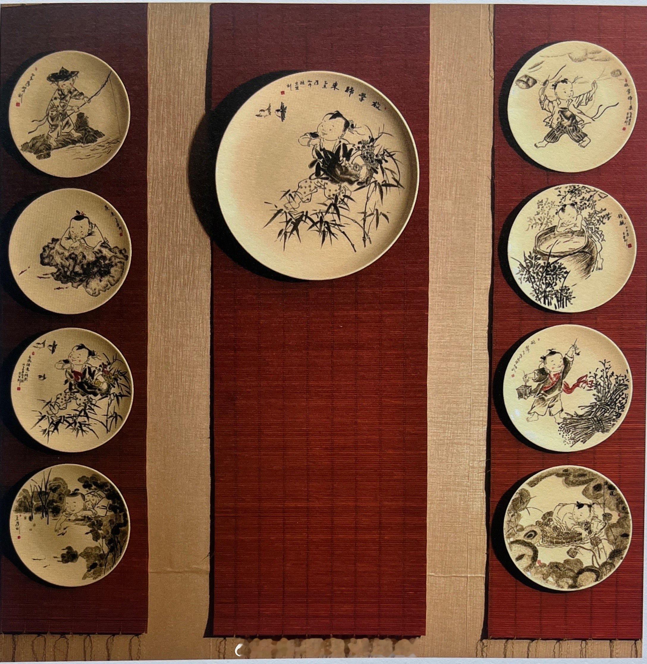 #上海非遗# #三林瓷刻#竹帘挂盘作者：张宗贤年代：当代竹帘为中国传统建筑中的隔