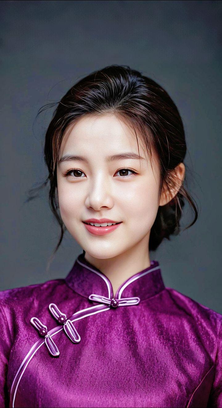 AI扩图 AI紫裙旗袍韵