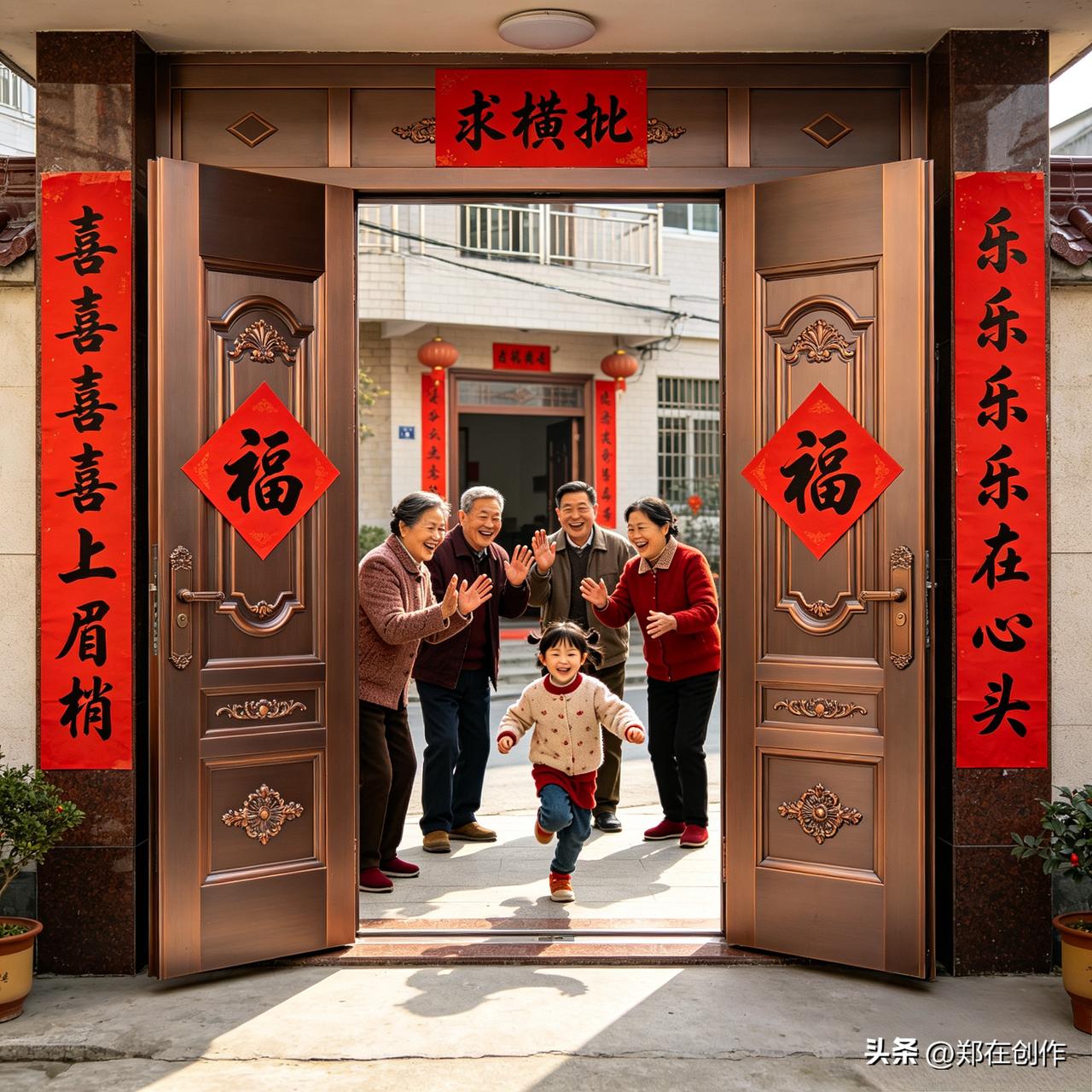 上联：喜喜喜喜上眉梢
下联：乐乐乐乐在心头
 
这副联用叠字强化喜悦，“喜”上眉