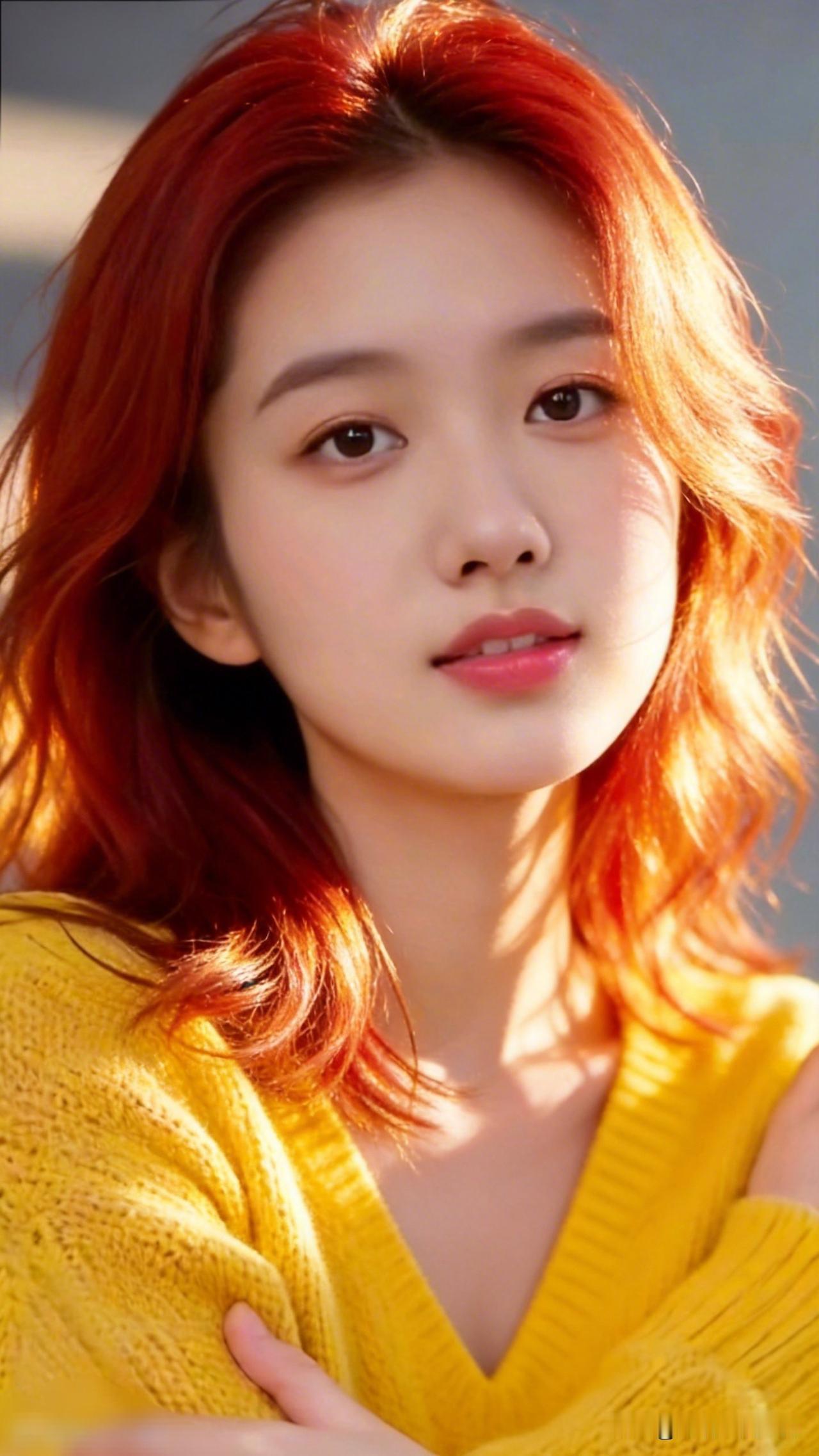 红发少女，暖阳下的温柔时光🌞💖来分享下你眼中的倾城美人吧！