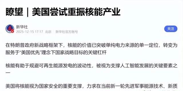 美国现在确实被自己逼进了一个两难局面：想要把10座大型核反应堆尽快建起来，离不开
