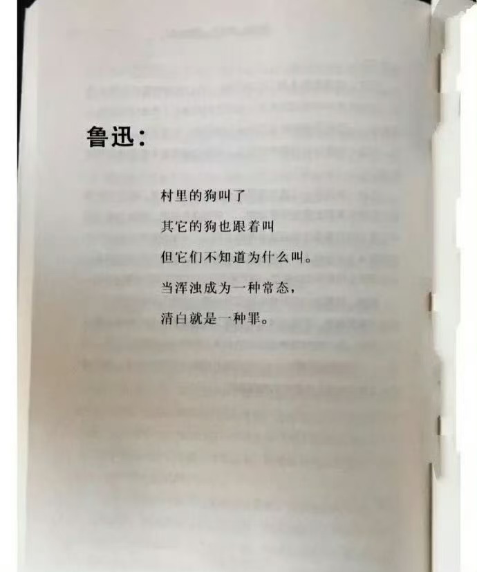 鲁迅在《狂人日记》里写过＂赵家的狗叫起来了＂，但没有说过下面这个段话 