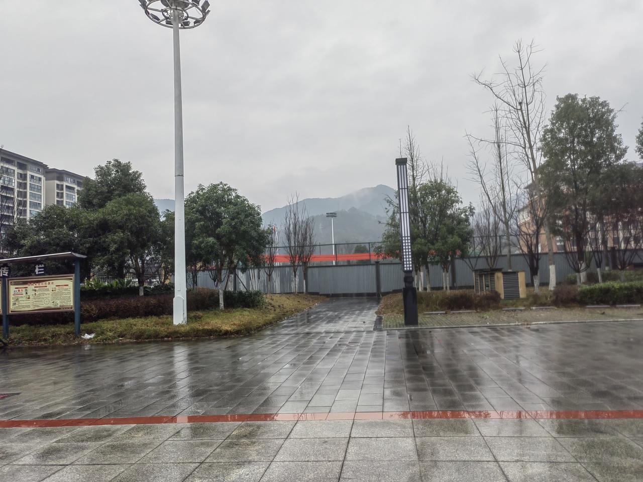 冷空气光临，
天空变了脸。
阳光已褪去，
浓雾罩大地。
细雨微风里，
寒冷迎面来