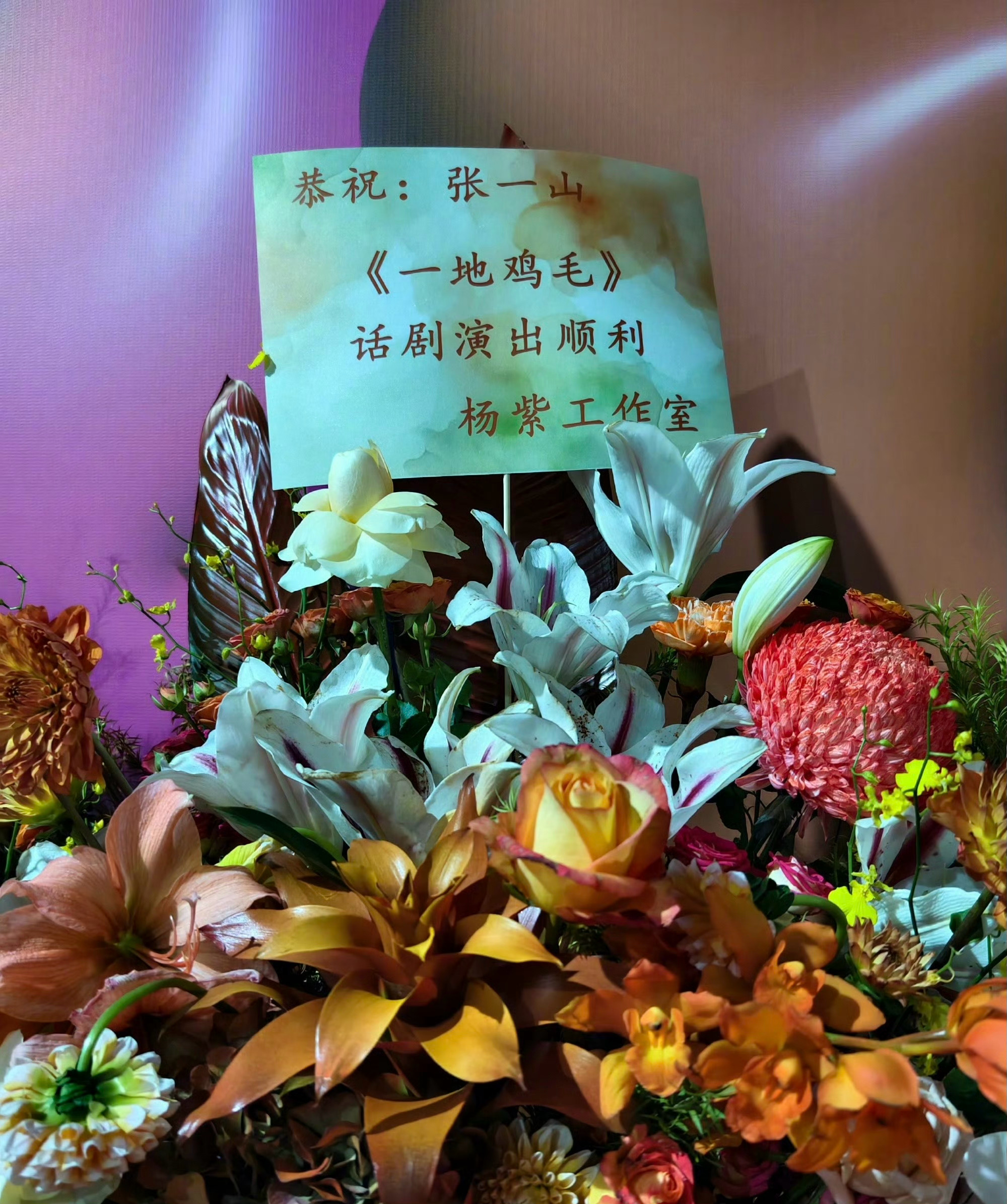 杨紫给张一山话剧送了花篮！