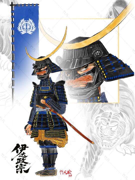 伊达政宗—黑漆五枚胴具足插图