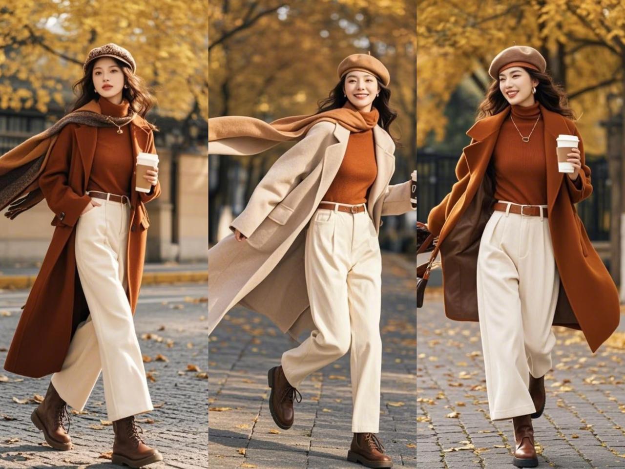 冬季大衣，大多版型宽松，款式较长，如果再选择款式偏宽松的西装裤或阔腿裤搭配，很容