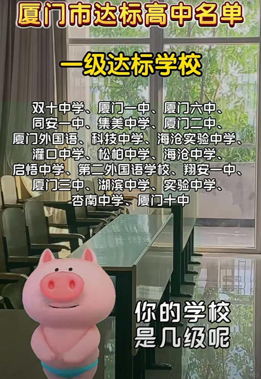 厦门市达标高中名单， 里面有你的学校吗？