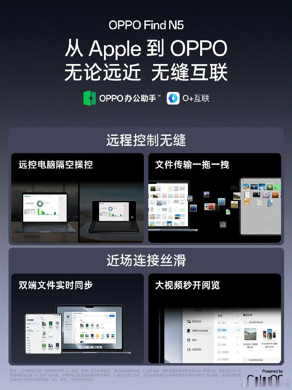 「OPPO Find N5，远程控制 Mac 电脑」O+ 互联，完美解决手机和 