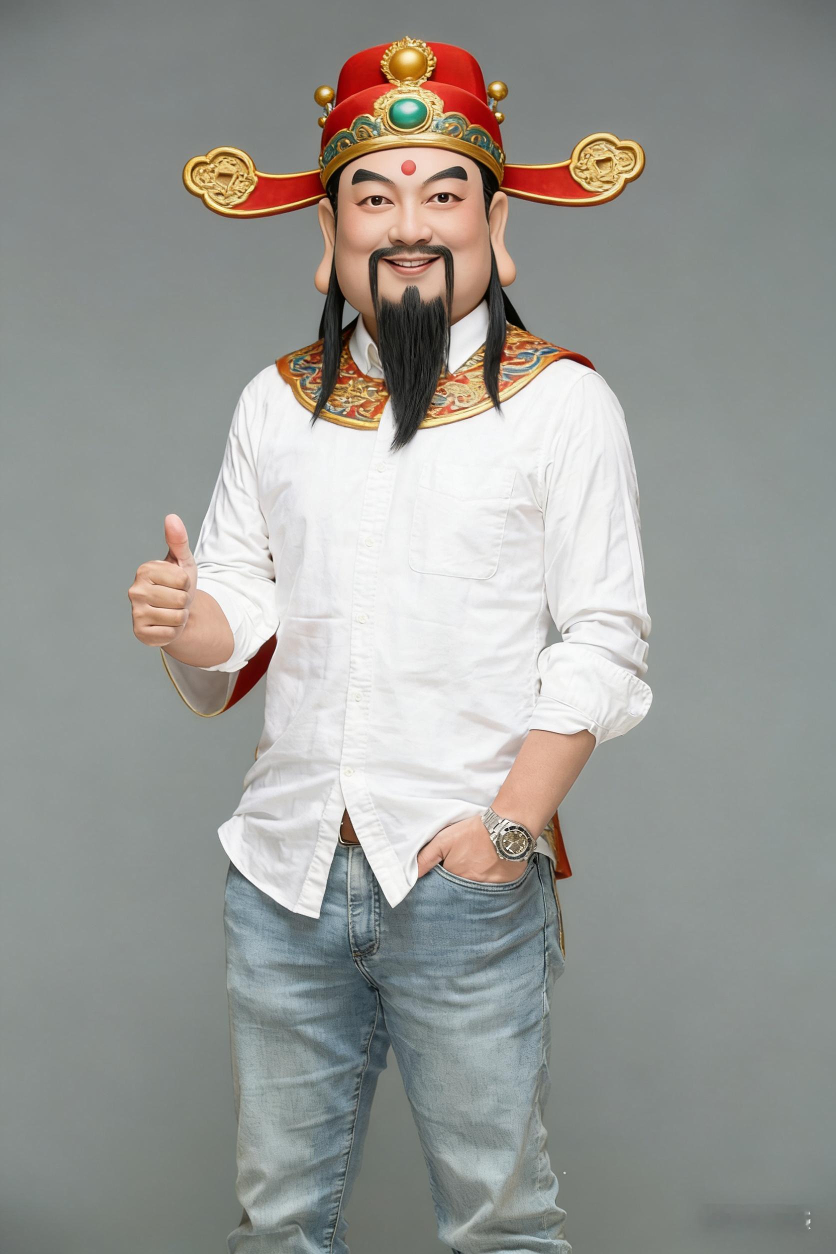 迎财神我让豆包把我的照片P成财神爷，然后就这样了……