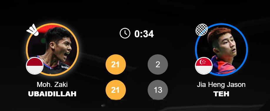 2025年东南亚运动会 男单 乌拜迪拉 21-2, 21-13 郑加恒第一局热点