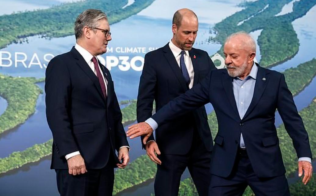 巴西总统与威廉王子、斯塔默罕同框！11月6日卢拉作为东道主接待威廉王子与英国首相