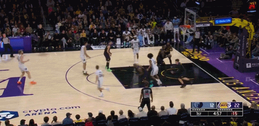 东詹连线！詹姆斯的快下独一档！
在今天NBA常规赛湖人对阵灰熊的第一节比赛中，东