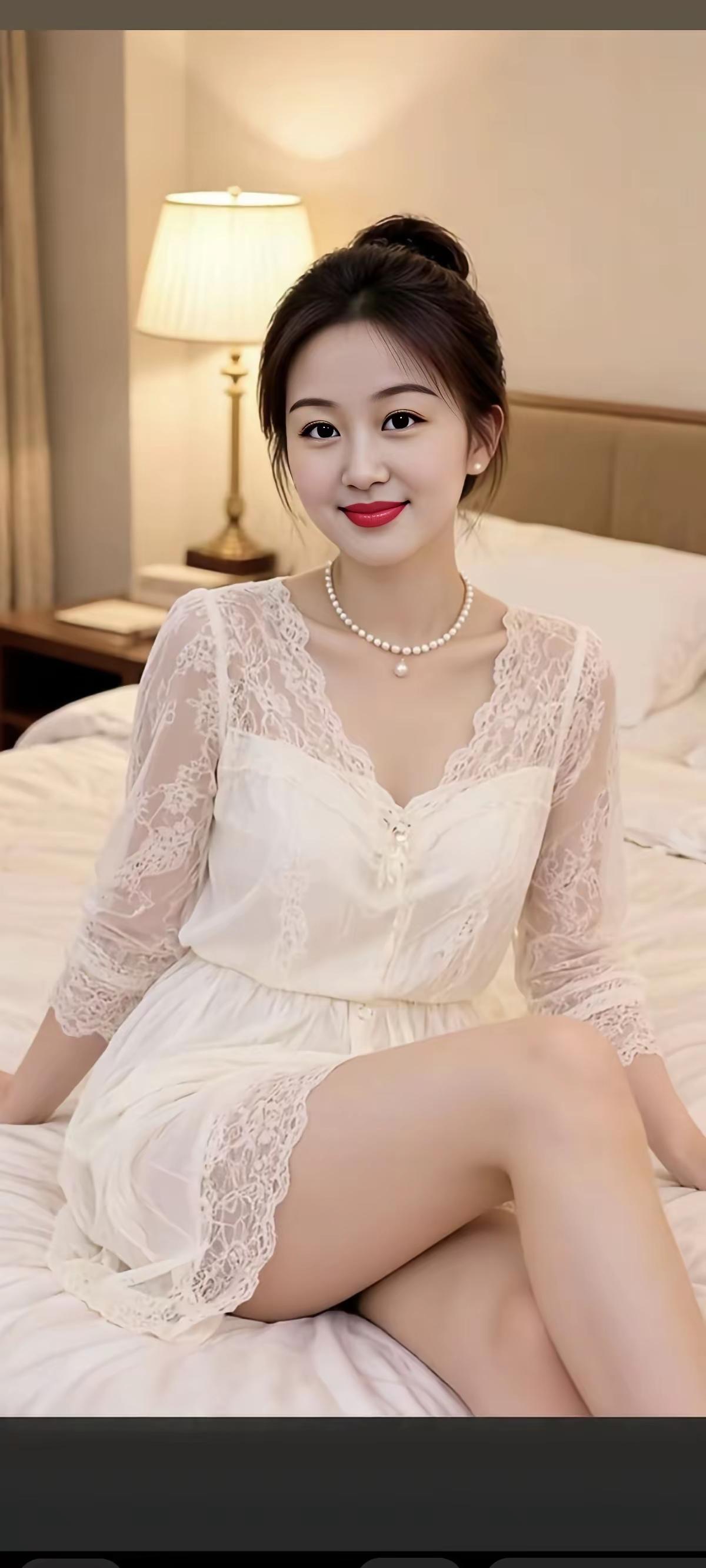 优雅蕾丝裙，甜美公主风，精致妆容，迷人微笑