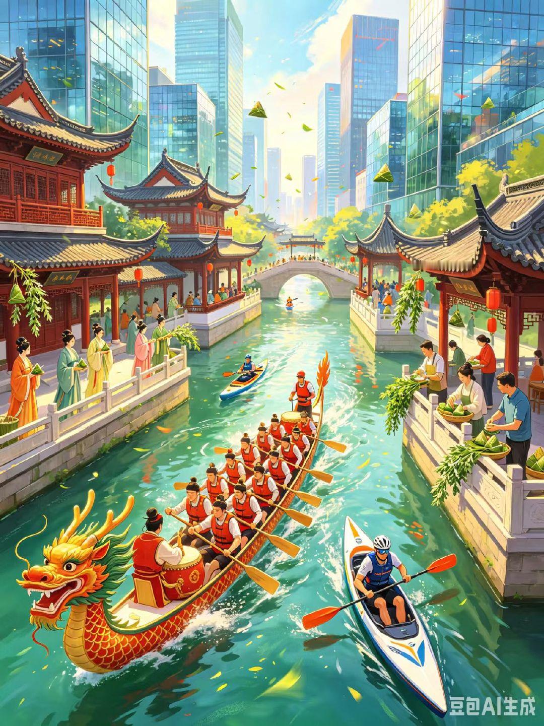 假如古代人在端午节穿越现代古时手工编织五彩绳、缝制香囊的民间匠人，端午穿越饰品店