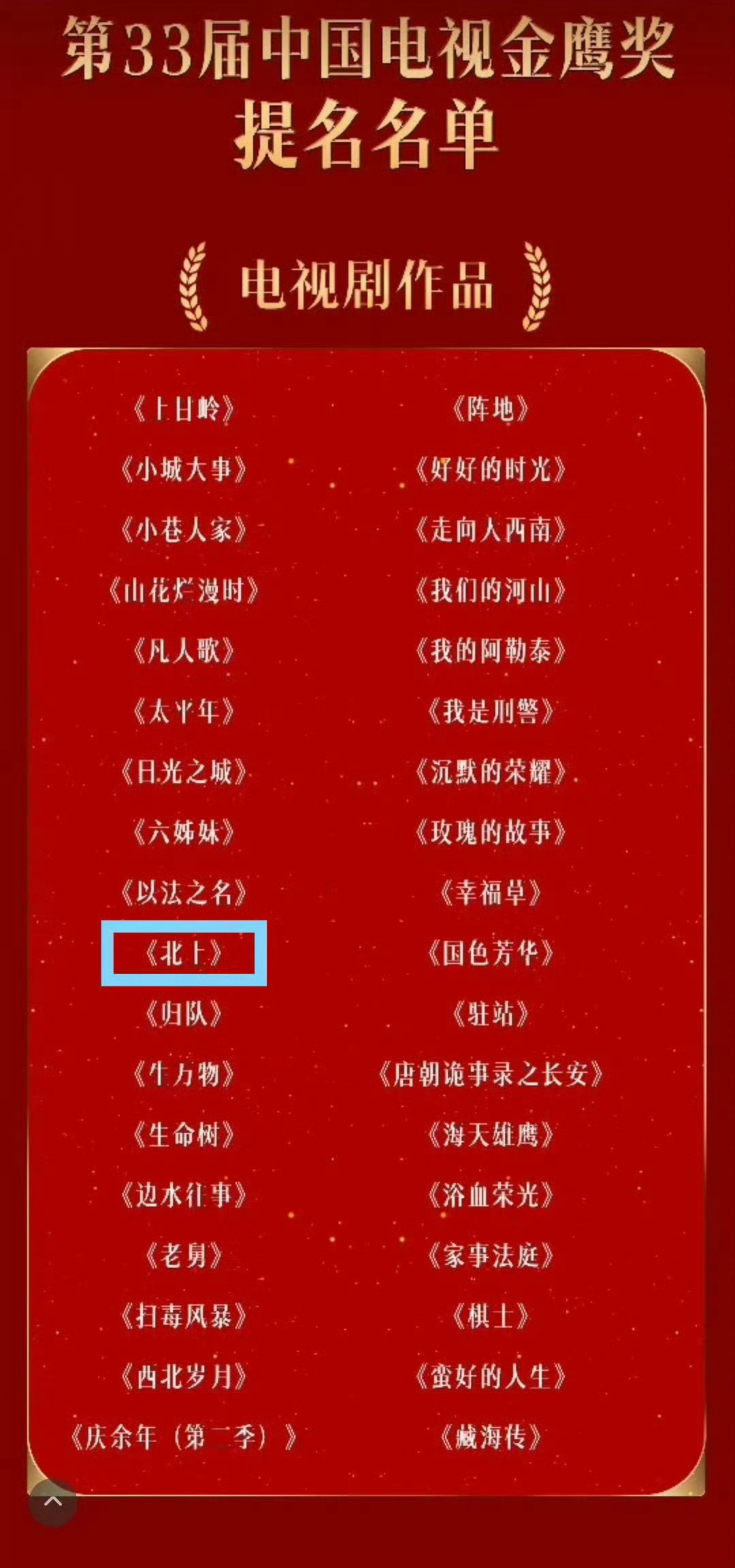 白鹿的奖运北上获得第33届金鹰奖提名是对这部作品的肯定，剧集交出了亮眼的收视答卷