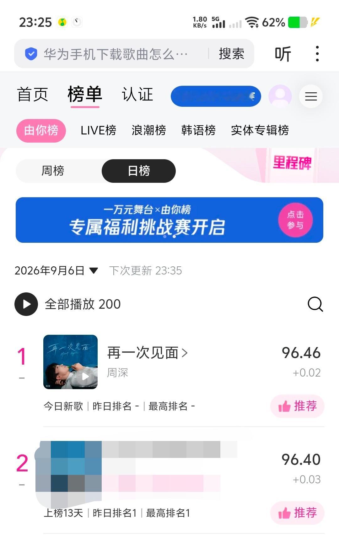 周深[超话]周深新歌再一次见面 📢保日榜    日榜分差仅0.06，大家来补一