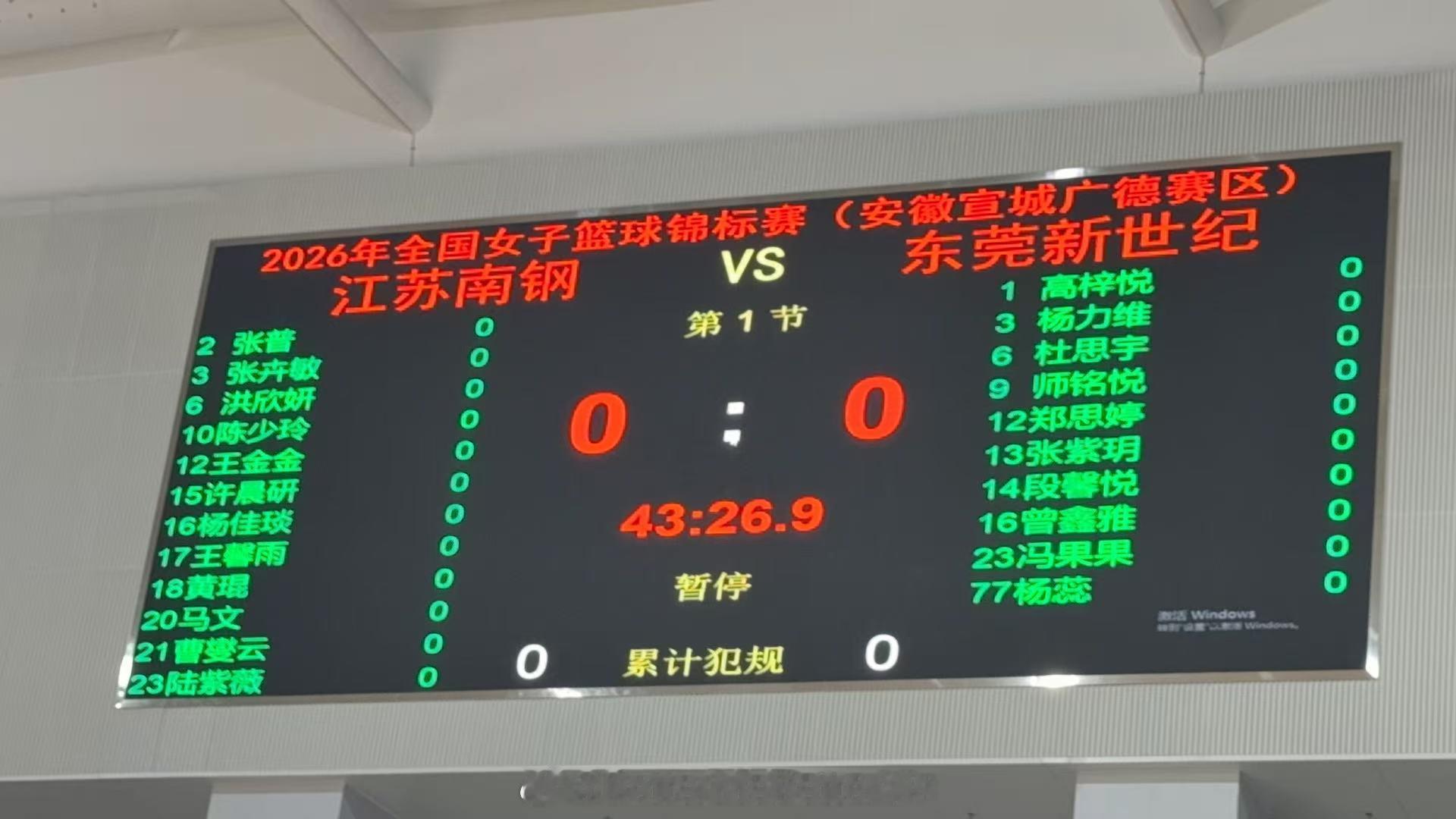 杨力维  2026全国女篮锦标赛江苏女篮vs广东女篮 大名单今天是3号杨力维！！