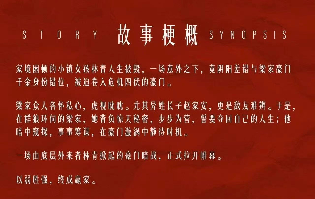 赢家组讯这个梗概不是很明显围绕女主林青展开的吗故事由林青卷入豪门展开，故事走向林
