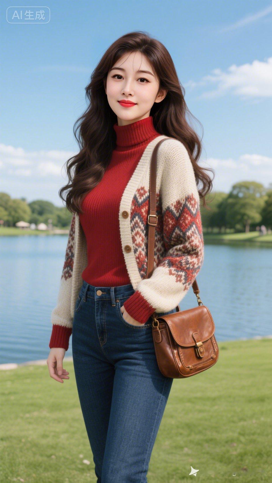 秋日穿搭指南：红毛衣+牛仔裤，温暖又时尚！🍂👗👖