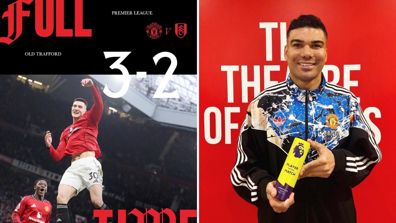 英超：曼联主场3-2击败富勒姆，三连胜升至第4位。
卡塞米罗1传1射，B费2助攻