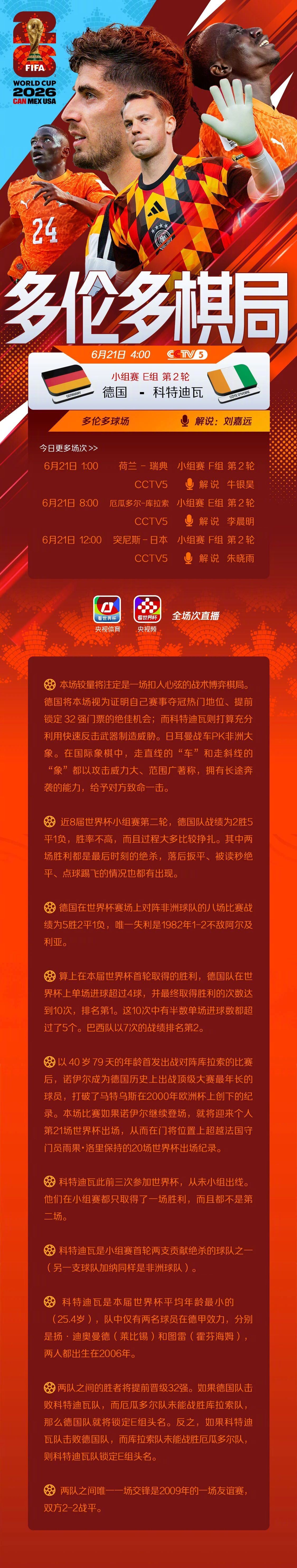 德国对阵科特迪瓦胜者提前出线【战术对弈！德国明日对阵科特迪瓦 胜者将提前小组出线
