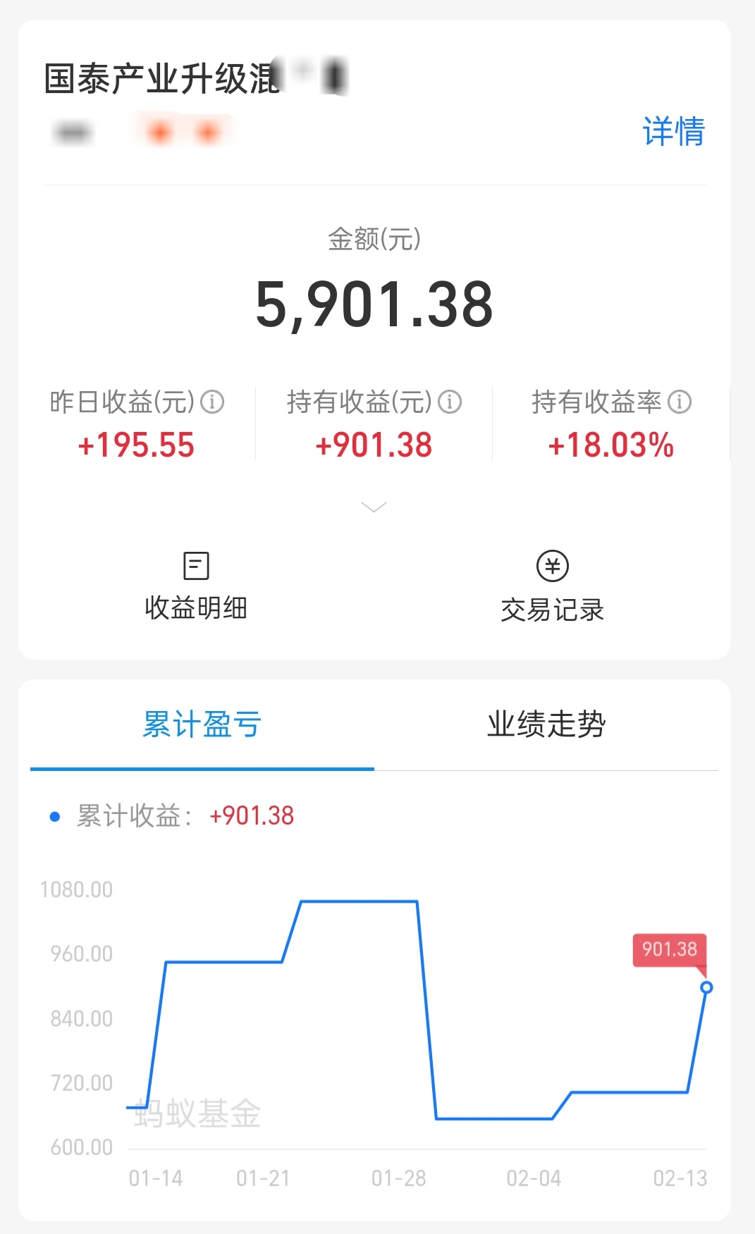中奖了，买了5000，就挣了900多啦！