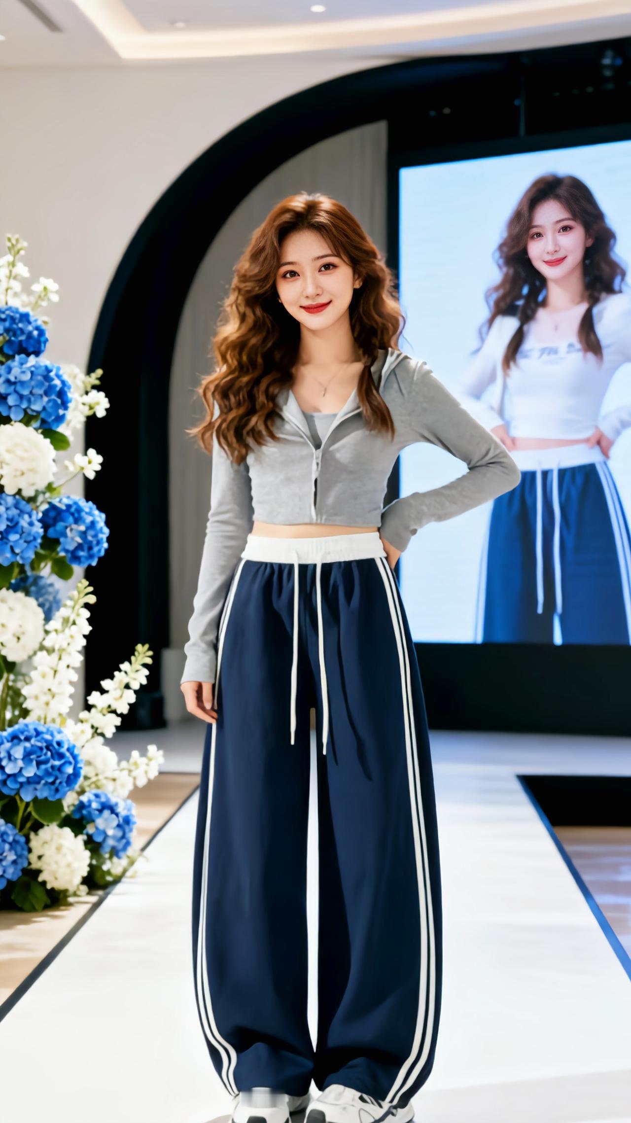 运动阔腿裤 少女感运动套装 健身服阔腿长裤女套装 阔腿裤运动装 慵懒阔腿运动裤