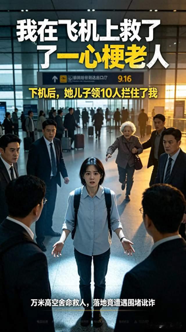 我在飞机上救了一心梗老人，下机后，她儿子领10人拦住了我