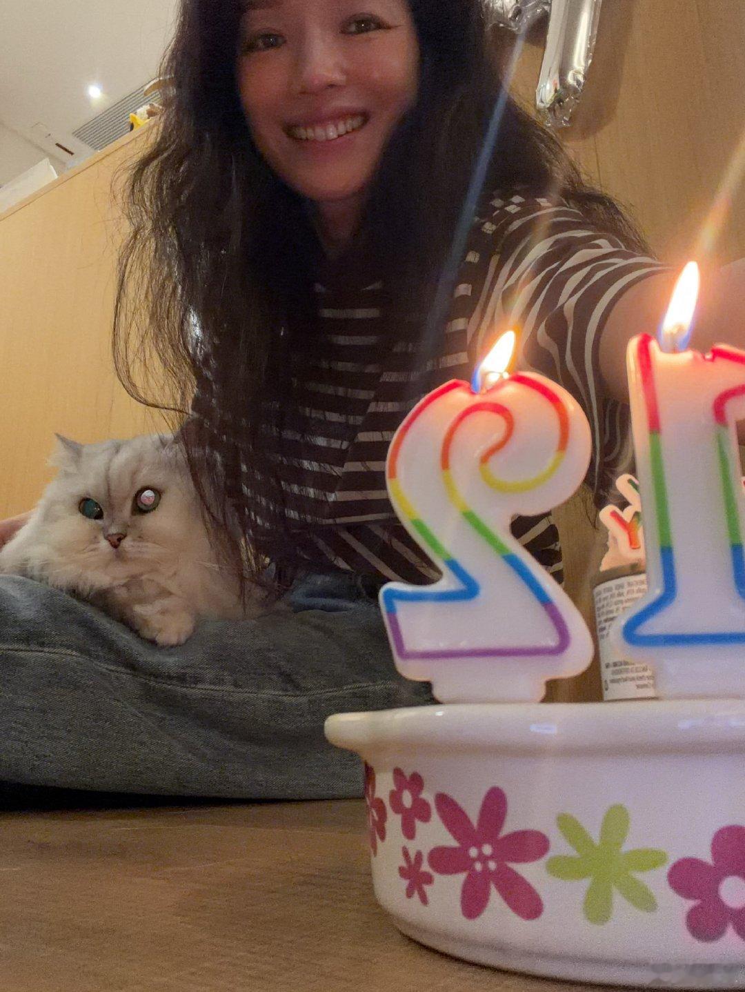 舒淇给爱猫Manman过生日的一组图。人美猫靓，日常又温馨的画面🥰 