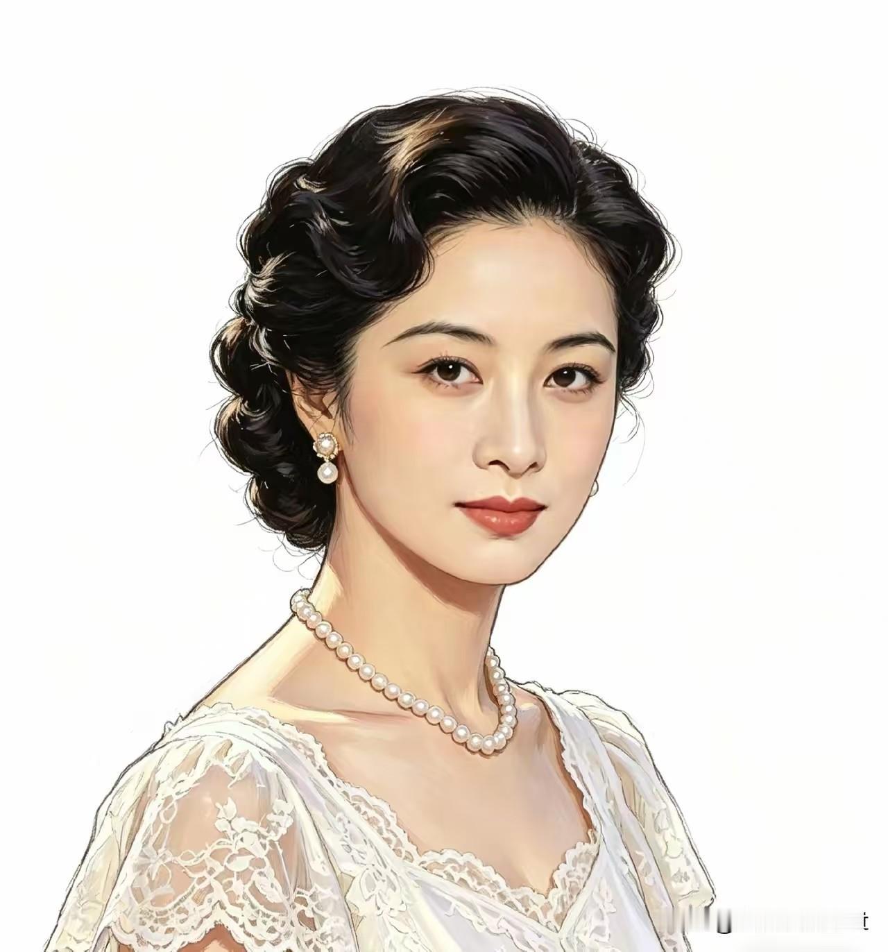 玉人妆
 
云鬓轻拢映珠光，
素袂蕾丝韵自长。
一抹嫣然含雅意，
清辉漫落旧时光