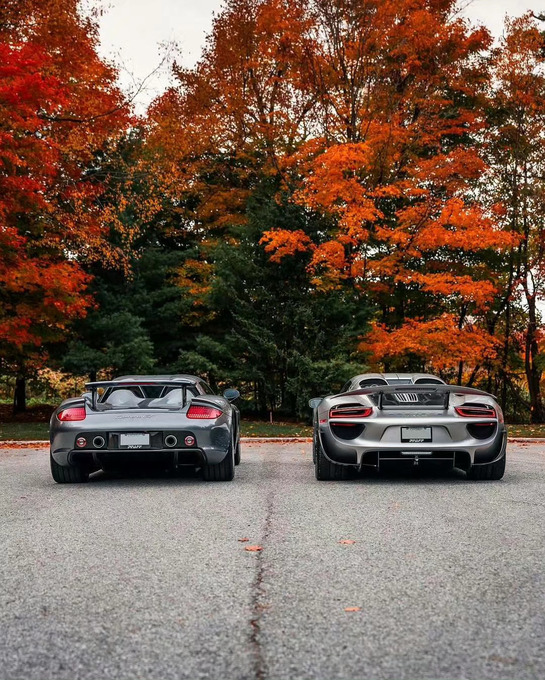 同一片红枫林里的两世代超跑[哇] ​​​