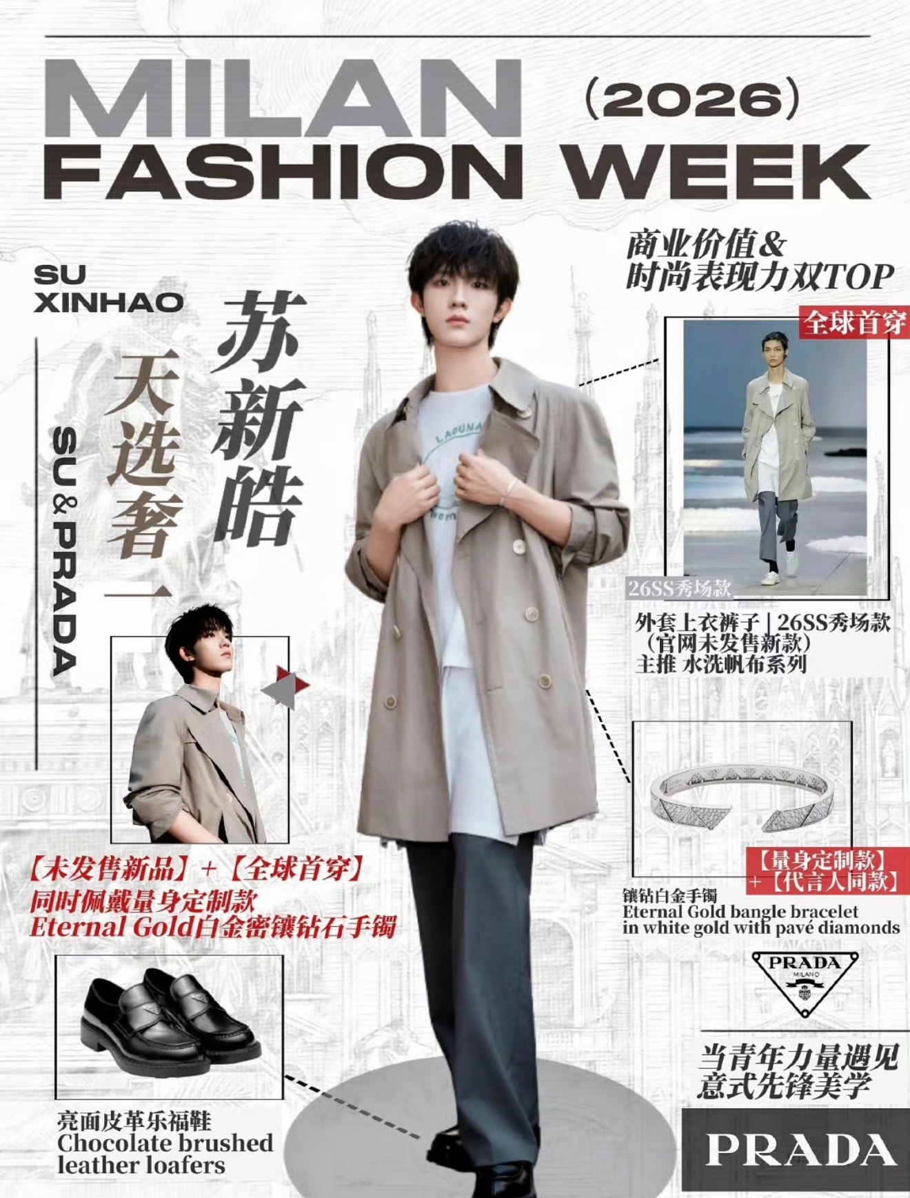 时装周瞩目艺人TOP10苏新皓牛牛的，被五大进行单独宣发就已经是时尚圈公认的顶级
