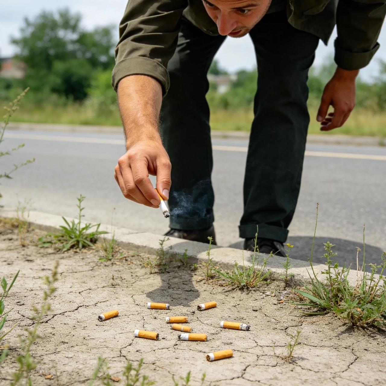扔烟头的地方寸草不生，男子当场决定戒烟。
 
一个不起眼的小场景，却戳醒了多少爱