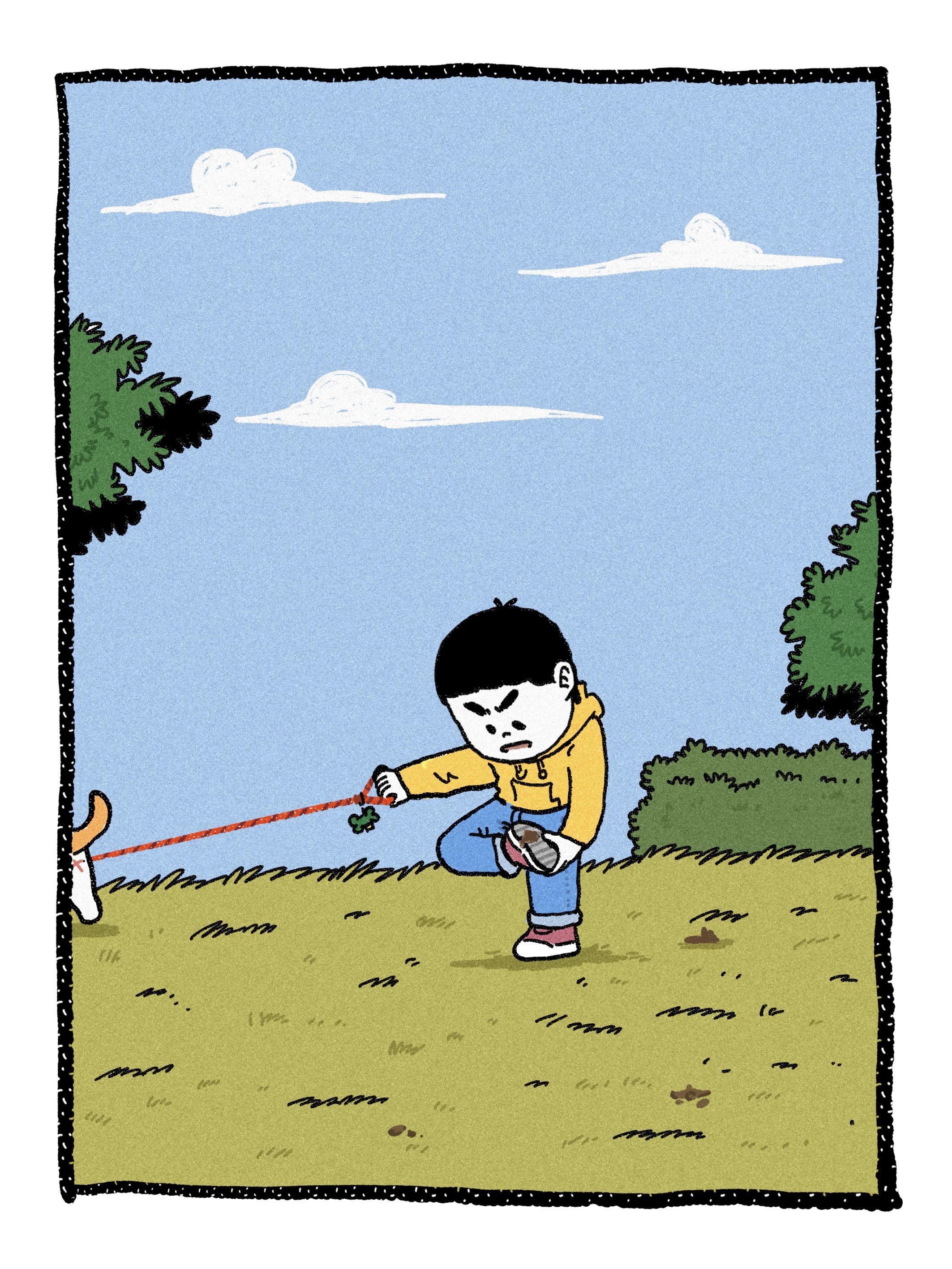 文明遛狗。