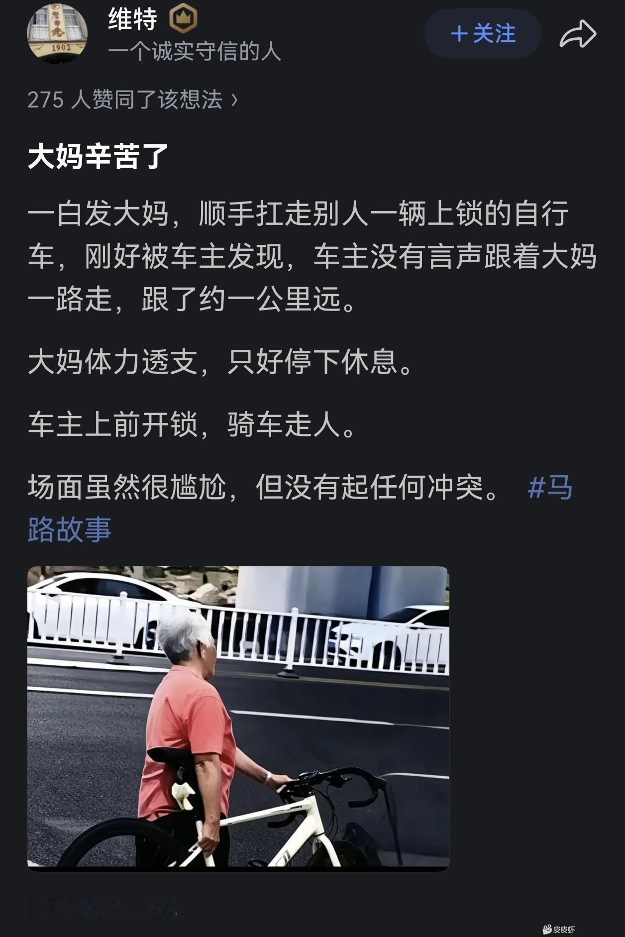 别想了[泪奔]你上前开锁大妈只会觉得你是要抢她拾来的自行车